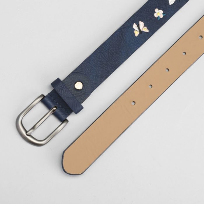 Ремень женский, пряжка матовый металл, ширина - 3 см, цвет синий