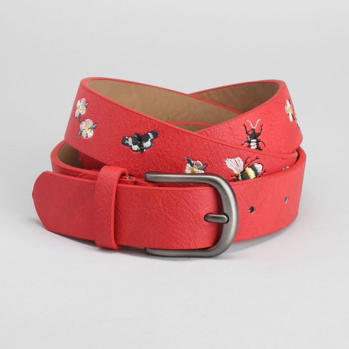 Ремень женский, пряжка матовый металл, ширина - 3 см, цвет красный