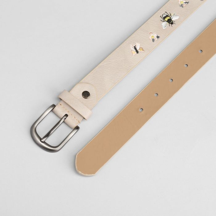 Ремень женский, пряжка матовый металл, ширина - 3 см, цвет бежевый