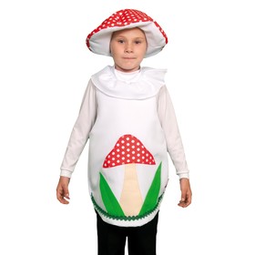 Карнавальный костюм "Гриб мухомор", текстиль, накидка и маска-шапочка, рост 98-128 см