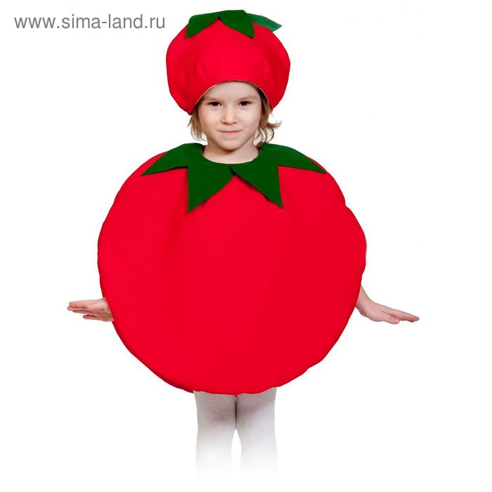 фото Карнавальный костюм «помидорка», текстиль, накидка, маска-шапочка, рост 98-128 см карнавалофф