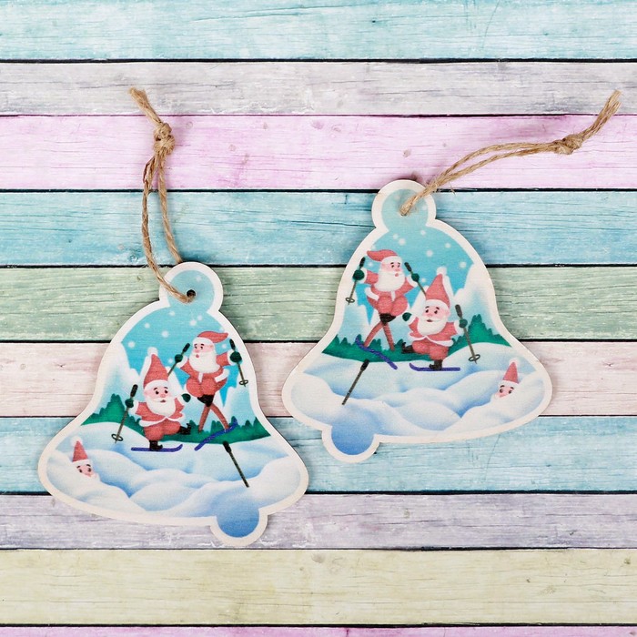 Подвеска новогодняя с цветным принтом "Колокольчики", 2 шт.