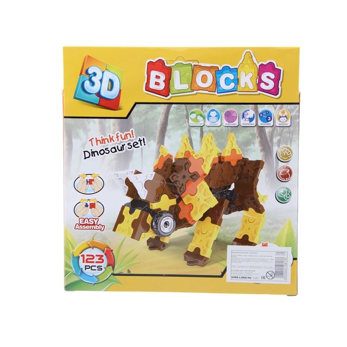 Конструктор 3D «Трицератопс», 123 детали