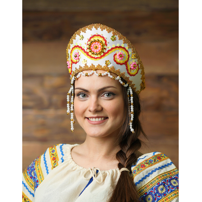 Кокошник "Алина", цвет белый, виды МИКС