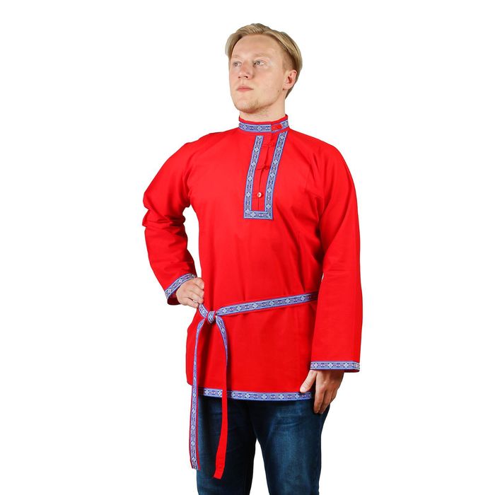 Косоворотка "Емеля", цвет красный, тесьма МИКС, р-р 52-54