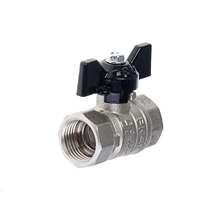 Кран шаровой  LD Pride 47.15, внутренняя/внутренняя резьба 1/2", бабочка, никелированный