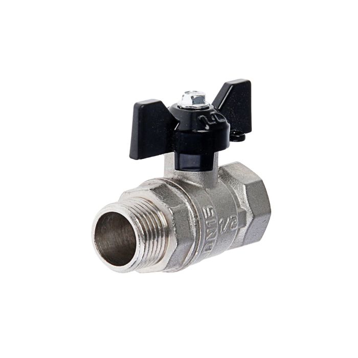 Кран шаровой  LD Pride 47.15, внутренняя/наружная резьба 1/2", бабочка, никелированный