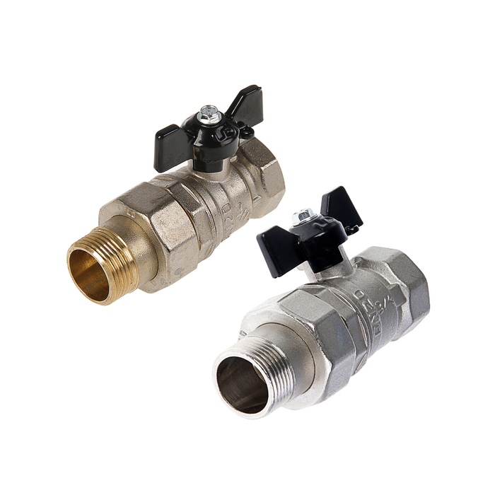 Кран шаровой  LD Pride 47.20, с американкой 3/4", бабочка, никелированный