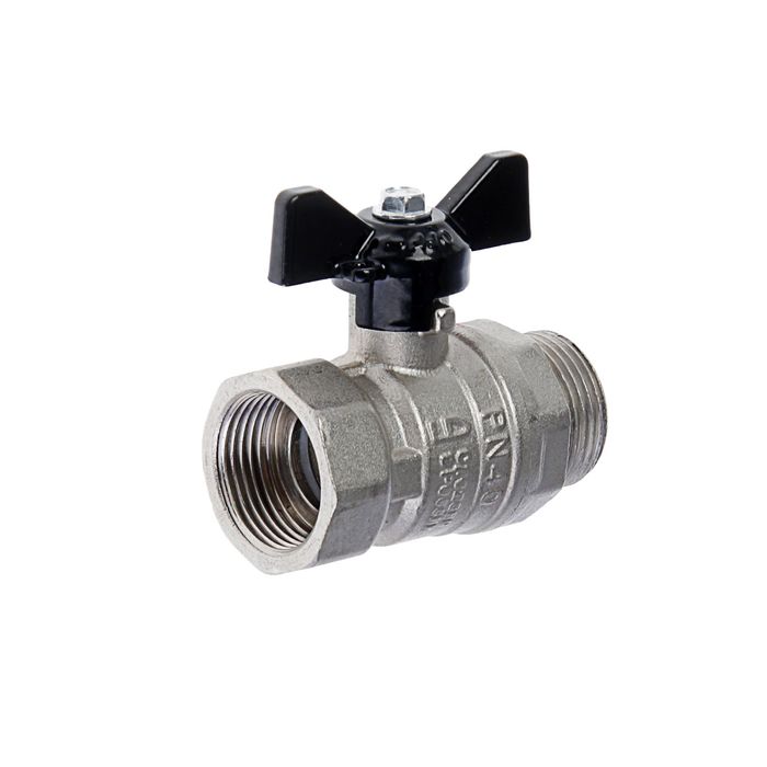 Кран шаровой LD Pride 47.20, внутренняя/наружная резьба 3/4", бабочка, никелированный