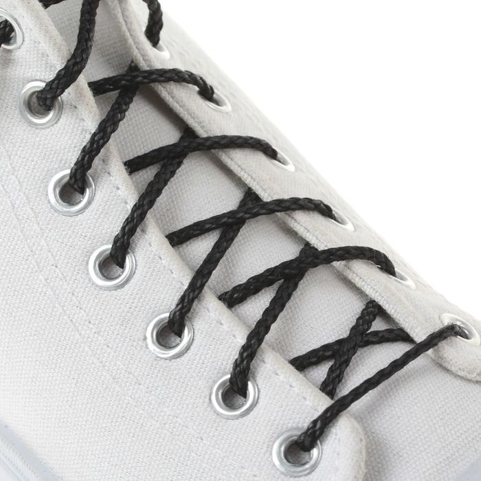 Шнурки для обуви круглые, с пропиткой, d=3мм, 70см, цвет чёрный