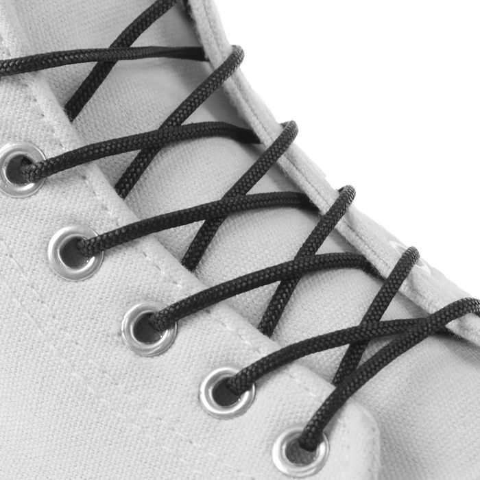 Шнурки для обуви круглые, с пропиткой, d=2мм, 90см, цвет чёрный