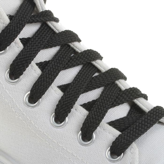 Шнурки для обуви плоские, 10мм, 110см, цвет чёрный