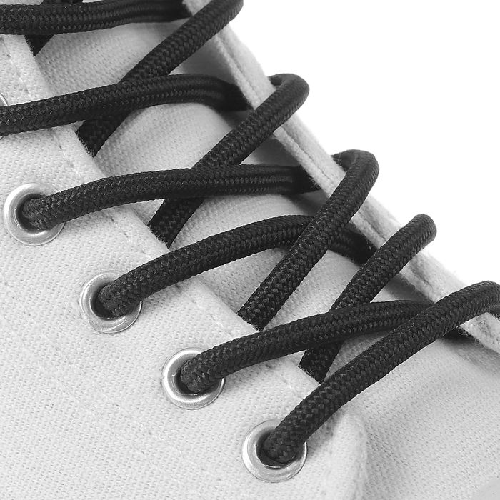 Шнурки для обуви круглые, с наполнителем, усиленные, d=4см, 130см, цвет чёрный