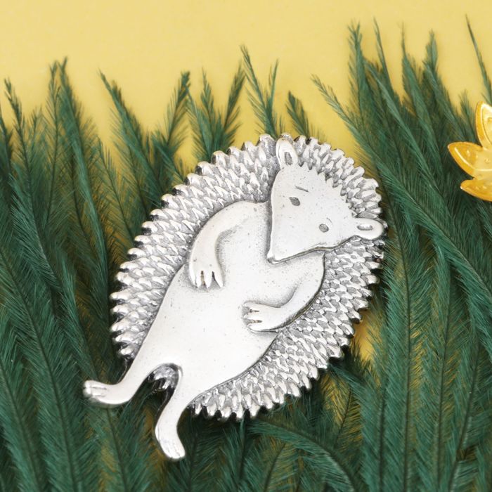 Брошь "Ёж", цвет чернёное серебро