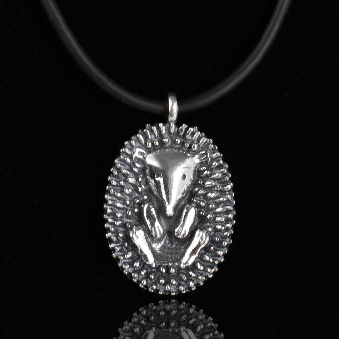 Кулон "Ёж", цвет чернёное серебро