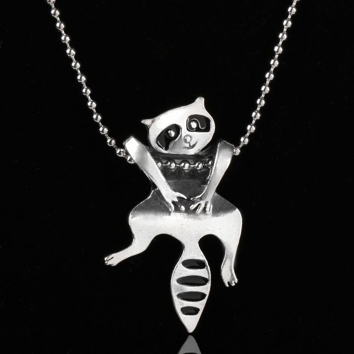Кулон "Енот", цвет чёрный в чернёном серебре