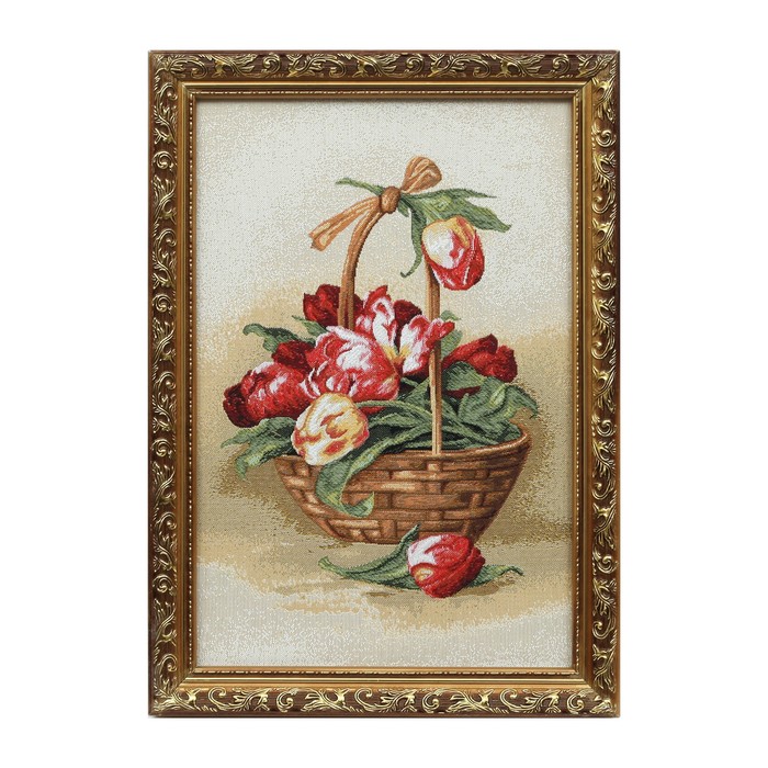 Гобеленовая картина "Корзина тюльпанов" 27*38 см №3