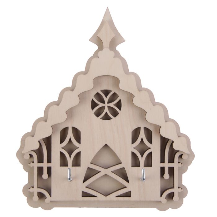 Ключница из фанеры для декора "Избушка" (набор 3 детали) 15x18 см