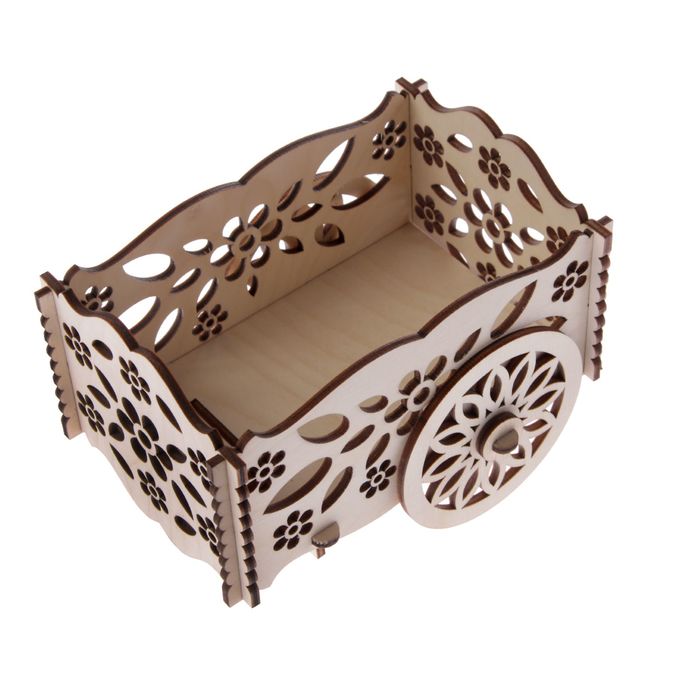 Конфетница  для декора "Тележка" из фанеры, набор 10 деталей, 16x10 см
