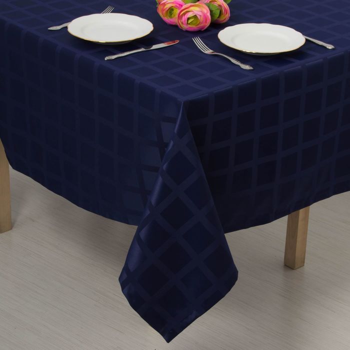 Скатерть "Этель" Геометрия 150*300, цв.синий, пл. 192 г/м2, хл с ГМО
