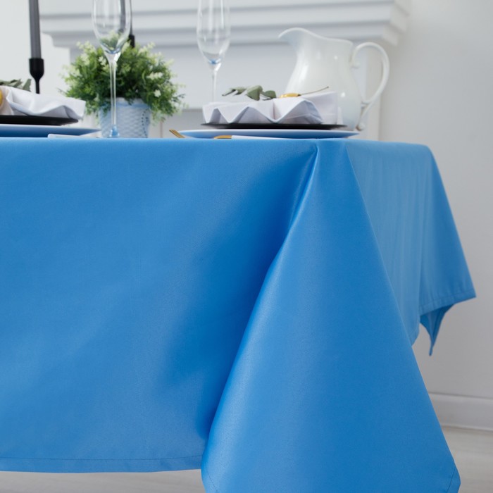 Скатерть "Этель" однотонная150*250, цв.голубой, пл. 192 г/м2, хл с ГМО