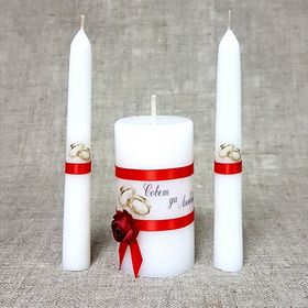 Набор свечей 'Совет да любовь с розой' красный: Родительские свечи 1,8х15;Домашний очаг 5,2х Ош