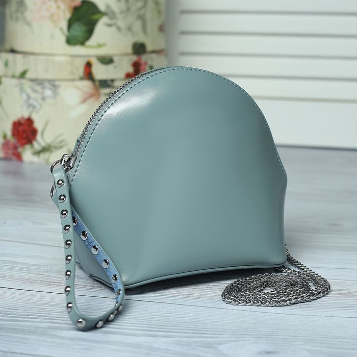 Сумка женская на молнии, 1 отдел, наружный карман, цепочка, цвет голубой