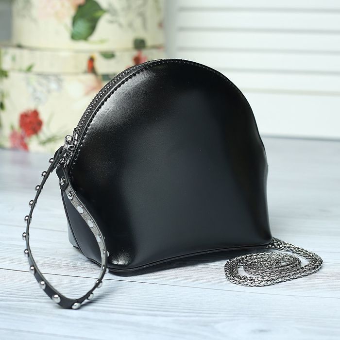 Сумка женская на молнии, 1 отдел, наружный карман, цепочка, цвет чёрный