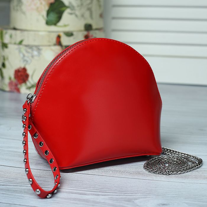 Сумка женская на молнии, 1 отдел, наружный карман, цепочка, цвет красный