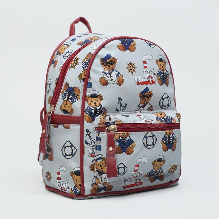 Рюкзак дет L-б/н, Мишки, 21*13*22, отд на молнии, н/карман, голубой