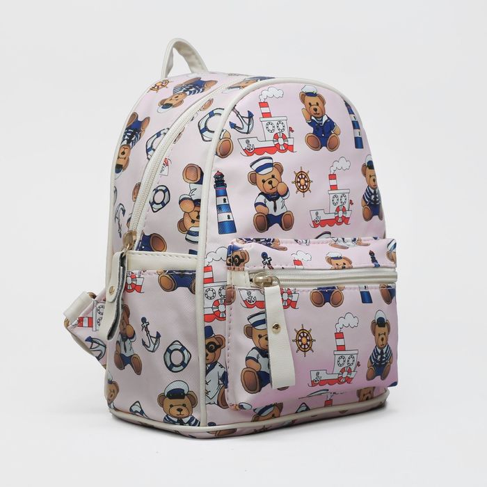 Рюкзак дет L-б/н, Мишки, 21*13*22, отд на молнии, н/карман, розовый