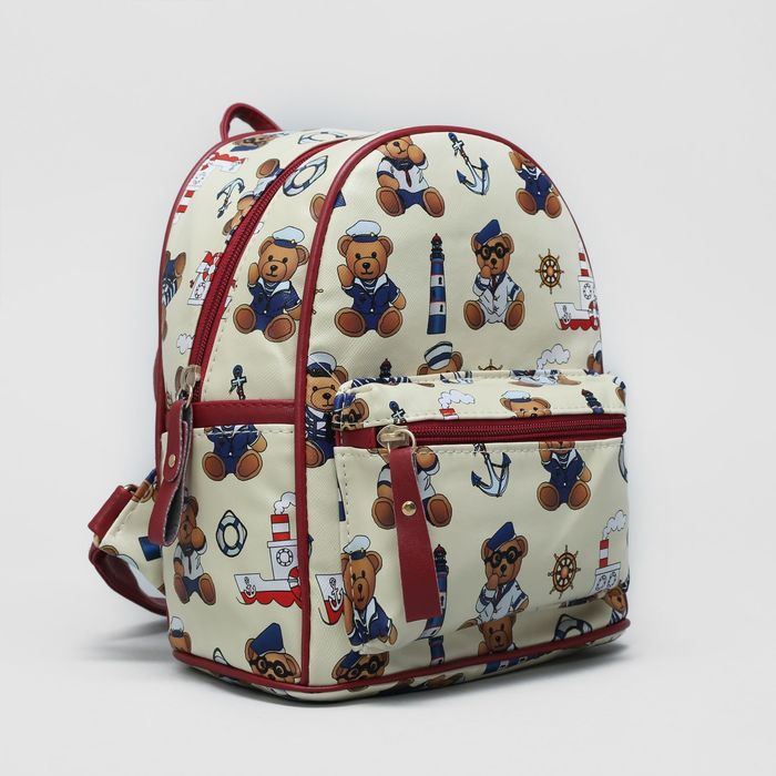 Рюкзак дет L-б/н, Мишки, 21*13*22, отд на молнии, н/карман, бежевый