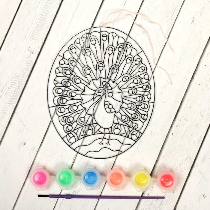 Роспись витража "Павлин"