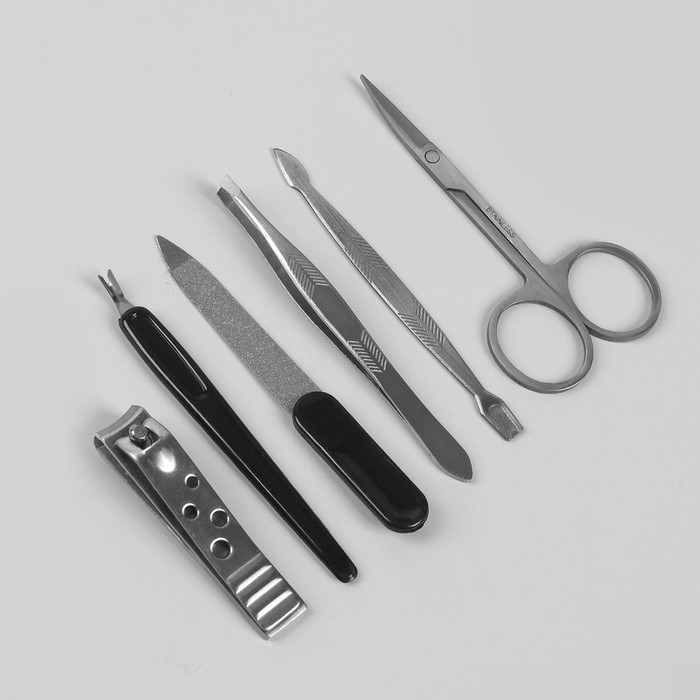 Набор маникюрный, 6 предметов, цвет коричневый