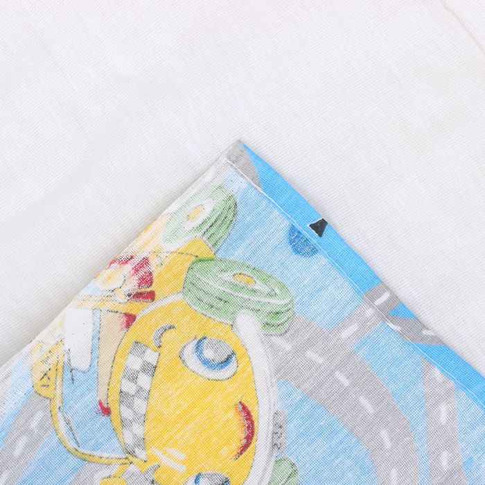 Постельное бельё "Экономь и Я" 1,5 сп. Синие Машинки 145х210 ± 5 см, 150х210 ± 5 см, 50х70 ± 5 см, бязь 120 гр/м²