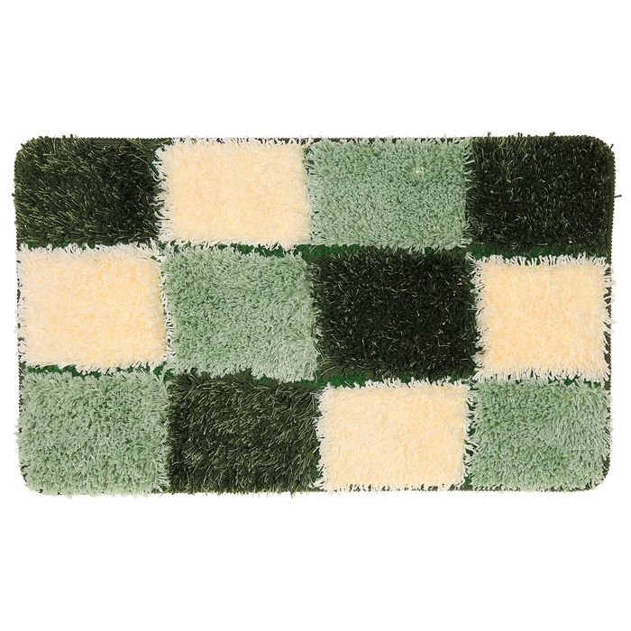 Коврик для ванной "Шахматная доска", цвет зелёный