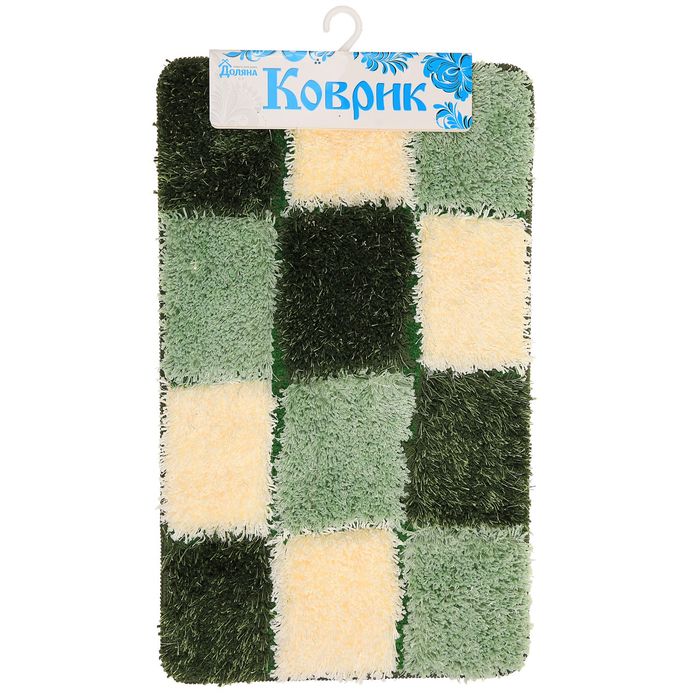 Коврик для ванной "Шахматная доска", цвет зелёный