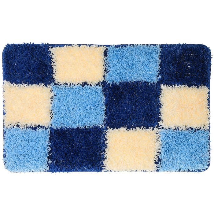 Коврик для ванной "Шахматная доска", цвет синий