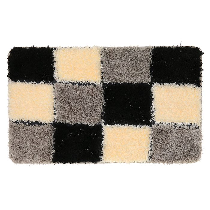 Коврик для ванной "Шахматная доска" 45х75 см, цвет серый