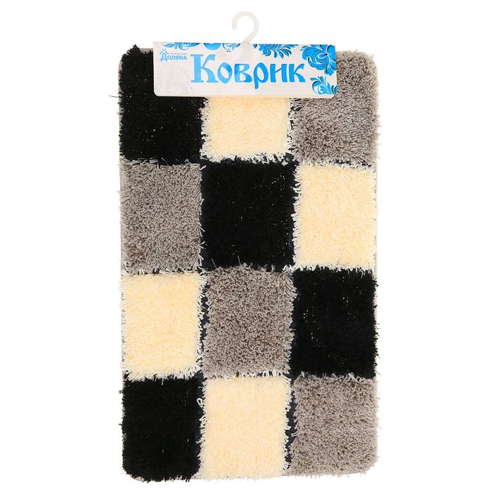 Коврик для ванной "Шахматная доска" 45х75 см, цвет серый