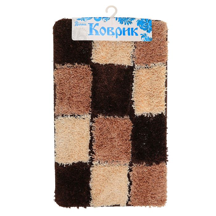Коврик для ванной "Шахматная доска", цвет коричневый