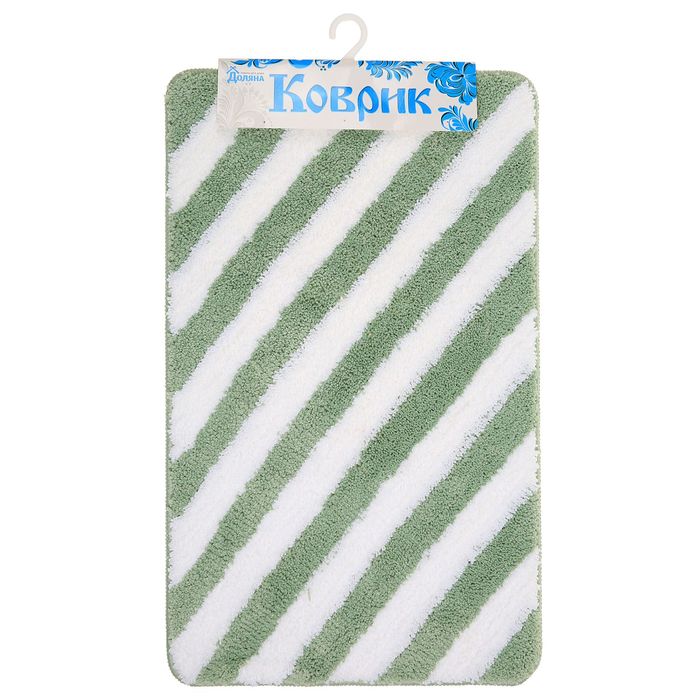 Коврик для ванной "Полосы", цвет зелёный