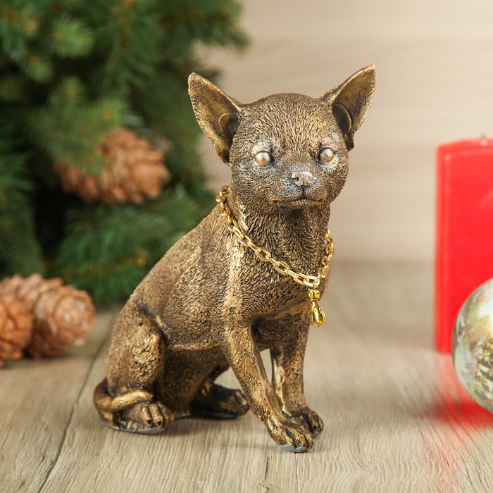 Копилка "Щенок Той Терьер", бронза Н-19см. L-15см.