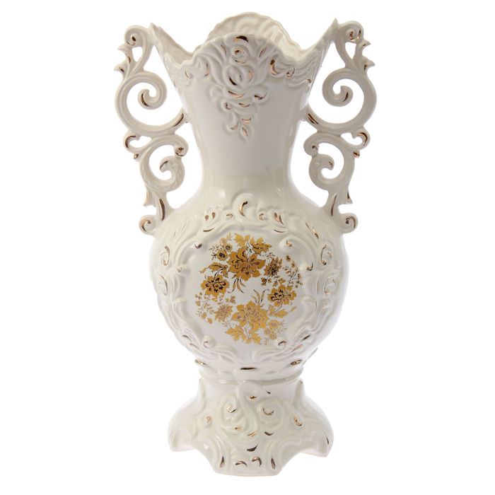 Ваза "Виола" белая цветы