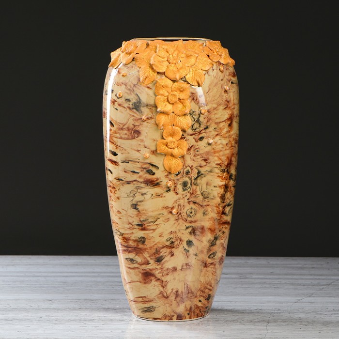 Ваза "Аурика" малахит коричневый  лепка