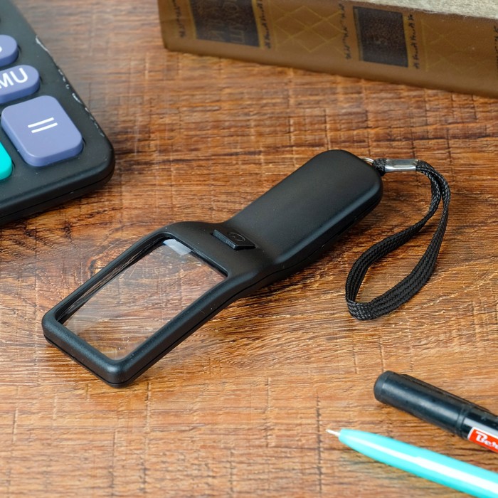 Лупа 2.5х, прямоугольная, с ручкой, микс, 12.5х4х2 см