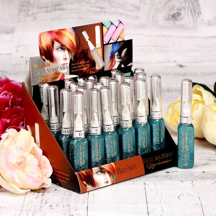 Гель-блестки для волос с щеточкой, 18 гр, цвет голубой