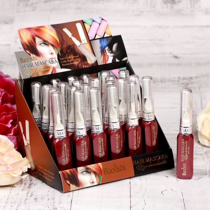 Гель для волос смываемый, с щеточкой, 18 гр, цвет бордо