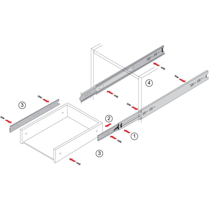 Шариковые направляющие BOYARD, DB4501Zn/600, H=45 мм, L=600 мм, 2 шт.