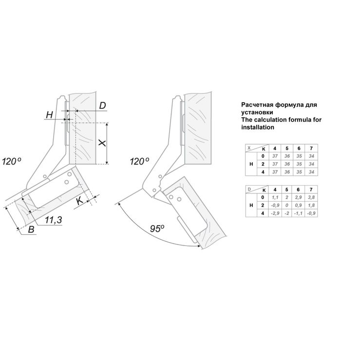 Петля мебельная BOYARD H621A02, Clip-on, 120 °, с доводчиком, накладная